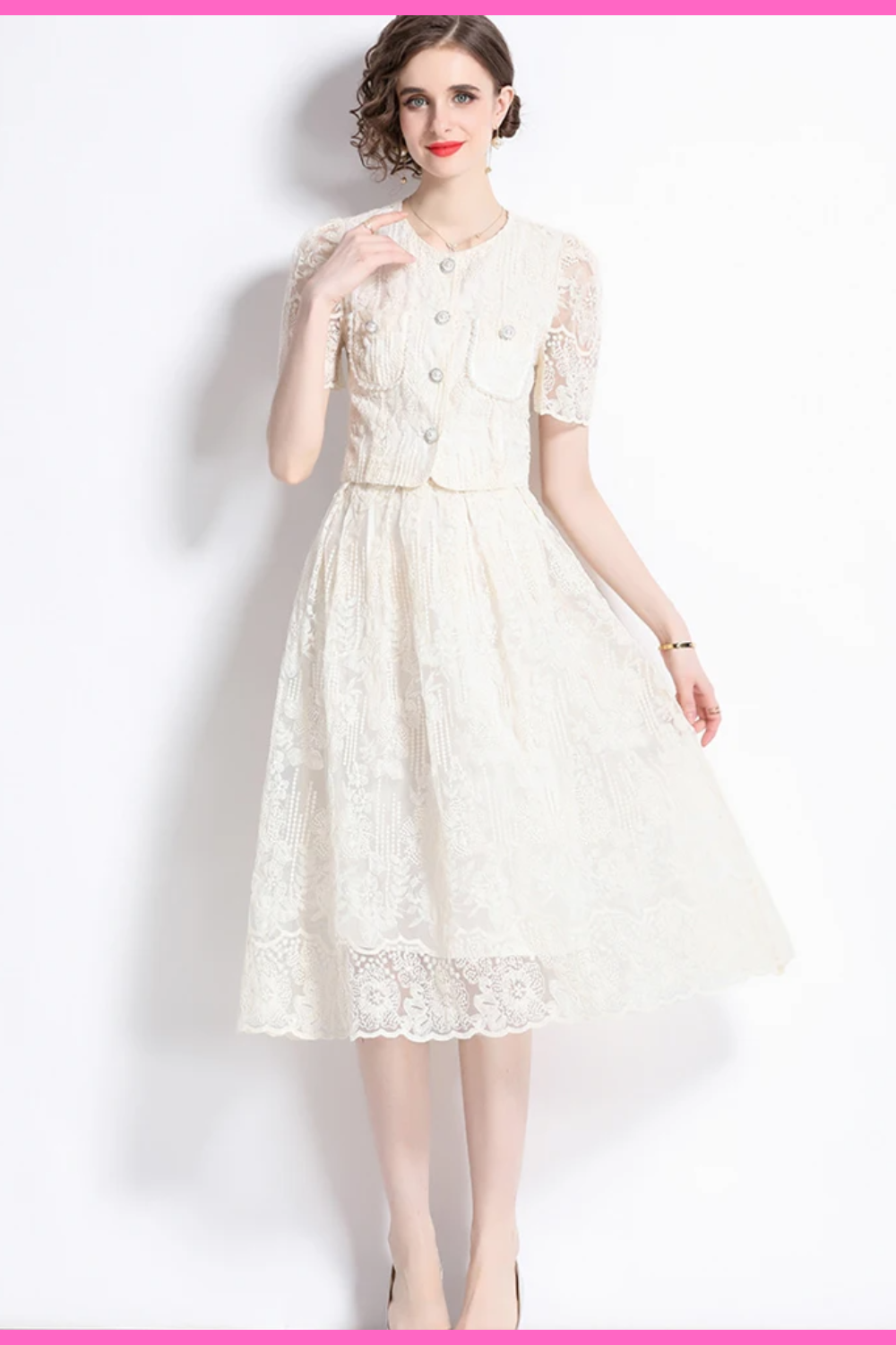 Summer Korean Small Fragrance Style Lace Set Two Piece Suit - My Dress ...