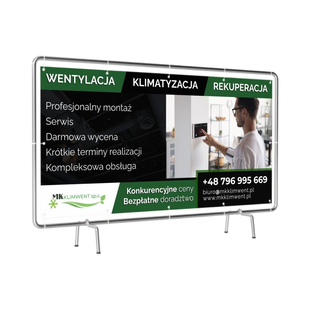 Nowoczesny projekt baneru reklamowego montażysty klimatyzacji 2023