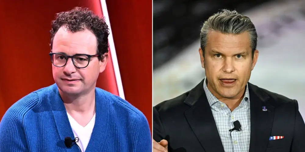 Dario Amodei, CEO of Anthropic, and Pete Hegseth, US Secretary of War. Courtesy of Business Insider