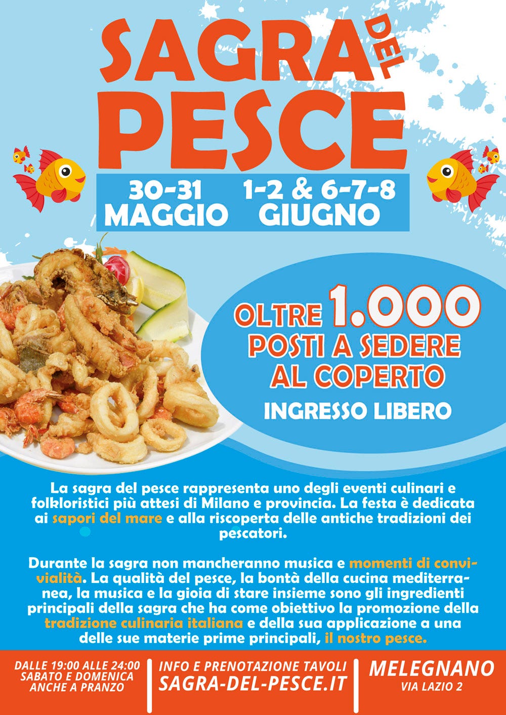 Tutto pronto per la Sagra del Pesce di Melegnano (Milano): gusto, spettacolo e tanta solidarietà…