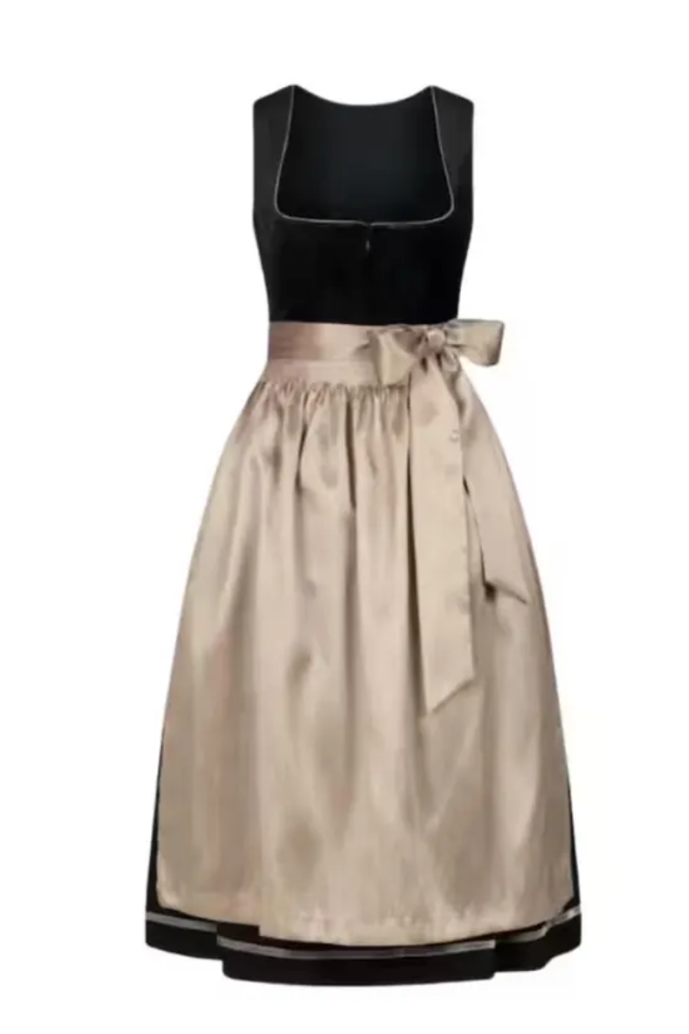 Black Velvet Dirndl Dress with Golden Apron | Oktoberfest Costume, Free Blouse & apron