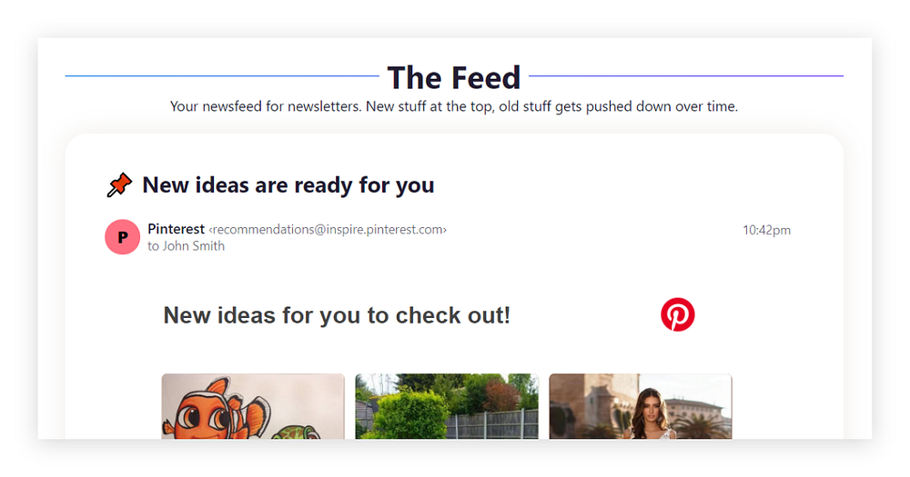 Screenshot of Hey and the feed section.