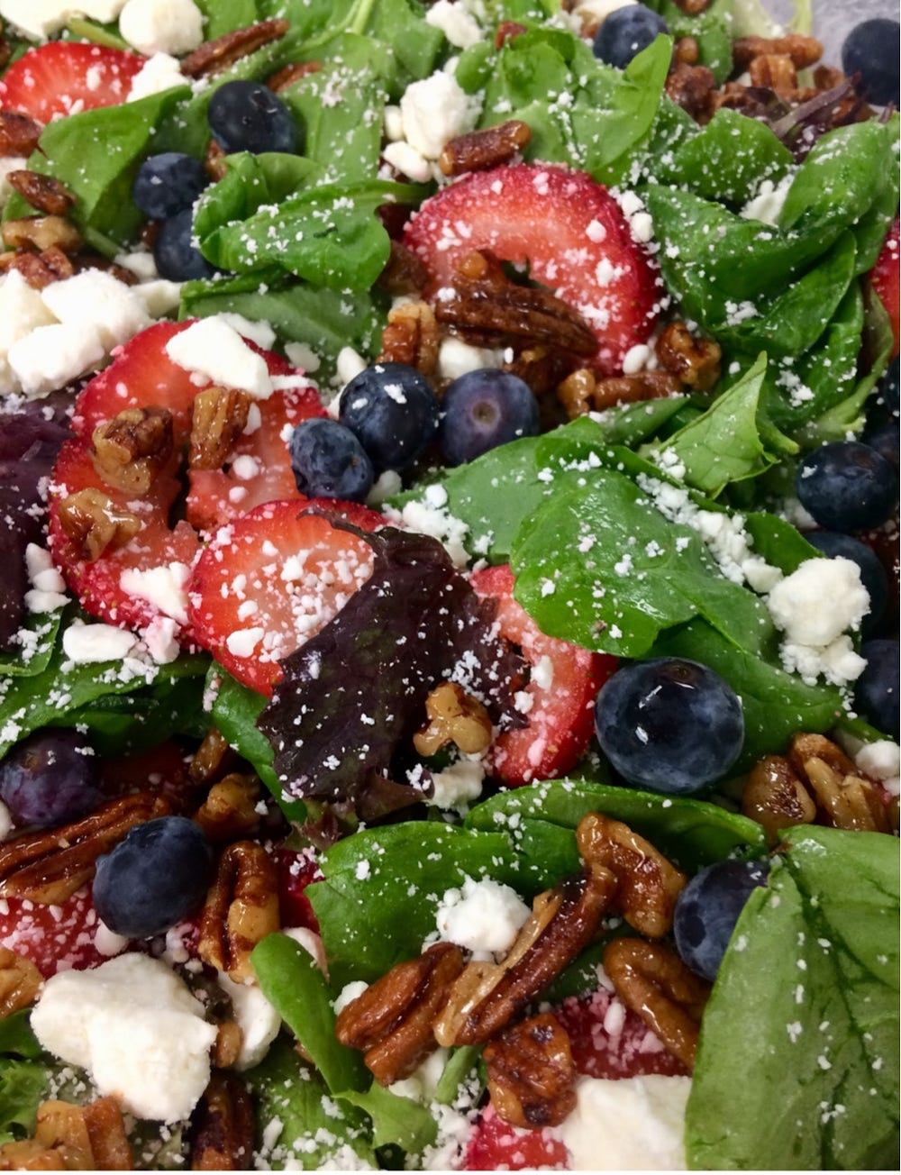 strawberries in a salad, author’s photo