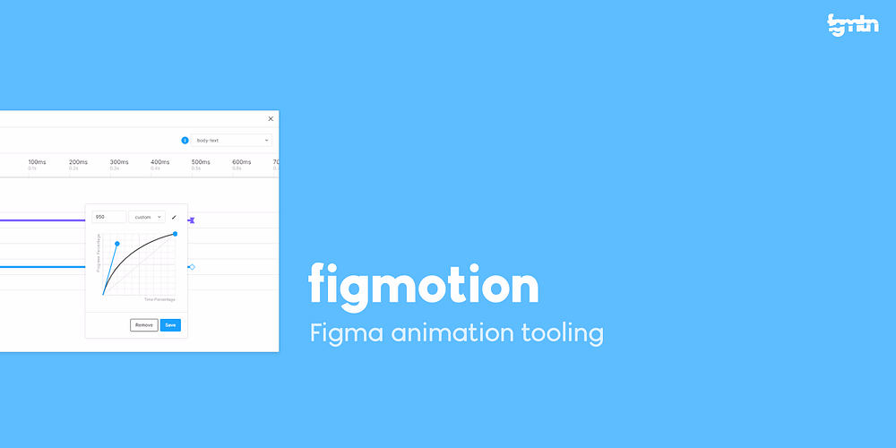 Screenshot of a plugin UI, and the word ‘figmotion’ in white text next to it