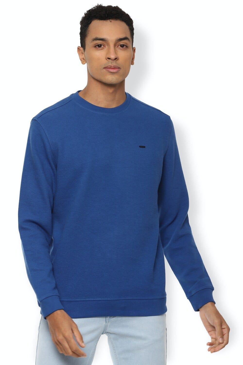 Buy van heusen men blue solid crew neck sweatshirt online at ...