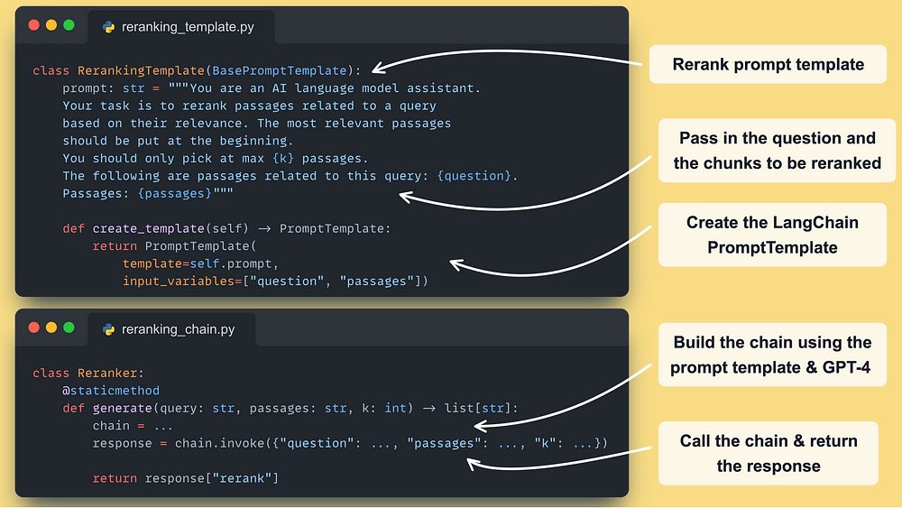 python code example building a reranking chain