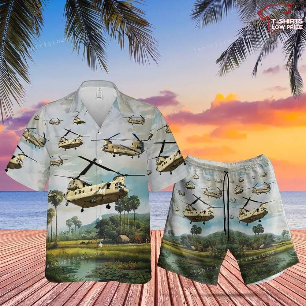 US Army Boeing Ch-47 Chinook Hawaiian Shirt And Short All Over Print ...
