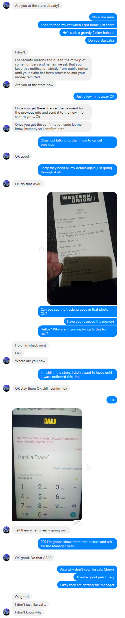 Fake western 2024 union receipt
