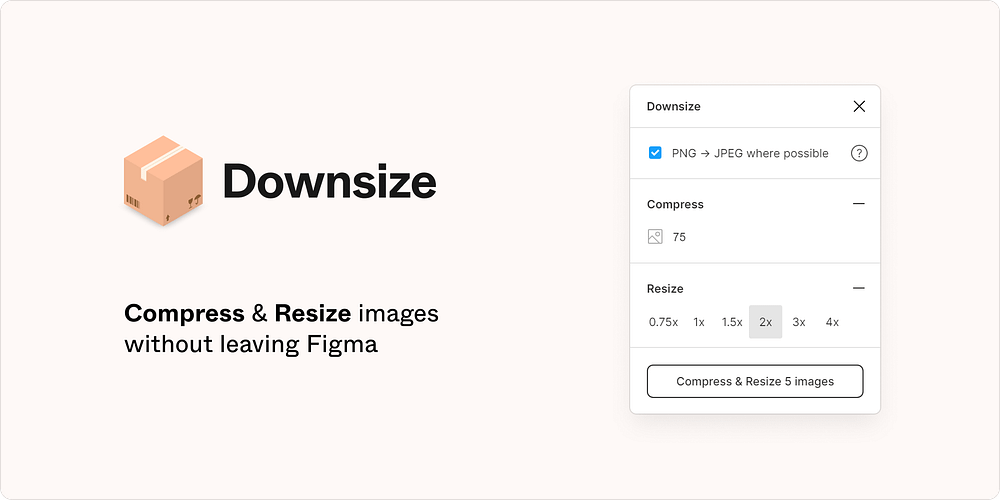 Example of a Plugin’s UI with the word ‘Downsize’ in black