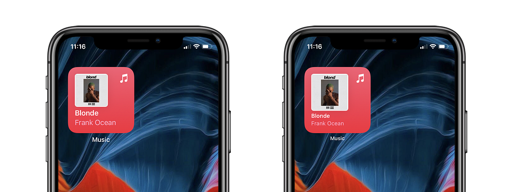 Music widget in different text sizes