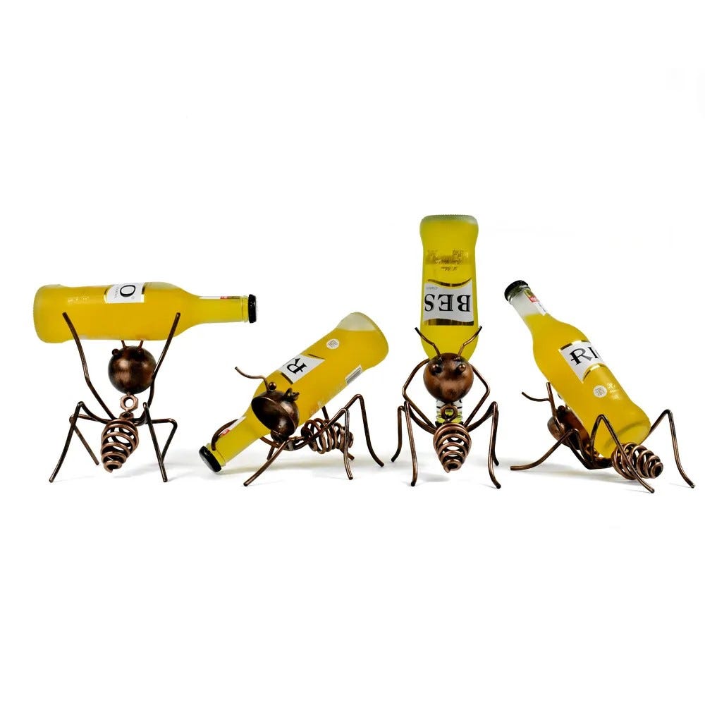 Creative Ant Wine Rack — Iron Bottle Holder Decor