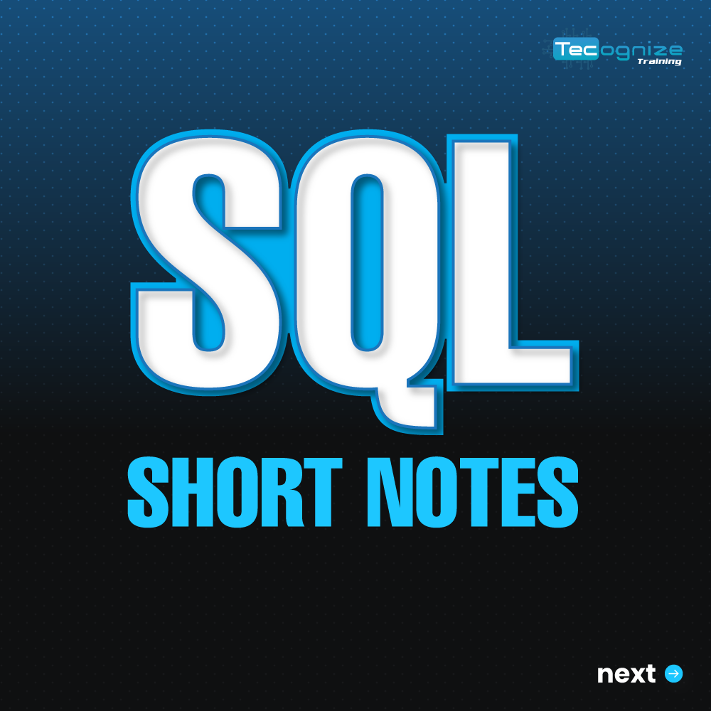 SQL Short Notes! - Tecognize Training - Medium