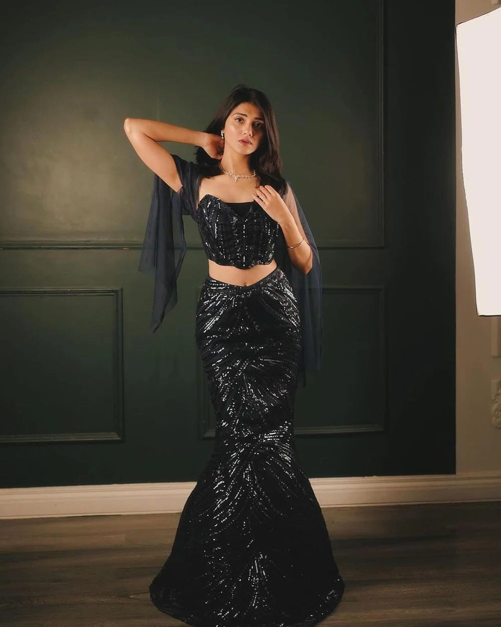 Be a Vision of Grace in the Netra Sapphire Mermaid Lehenga