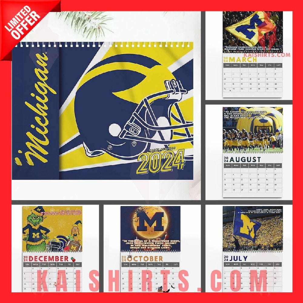 Michigan Wolverines 2024 Wall Hanging Calendar by Ileouaraso Medium