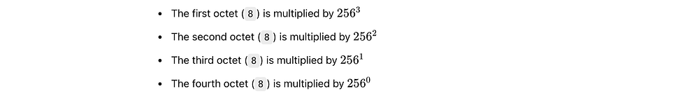 An illustration of converting a 32-bit binary number into a decimal IP address