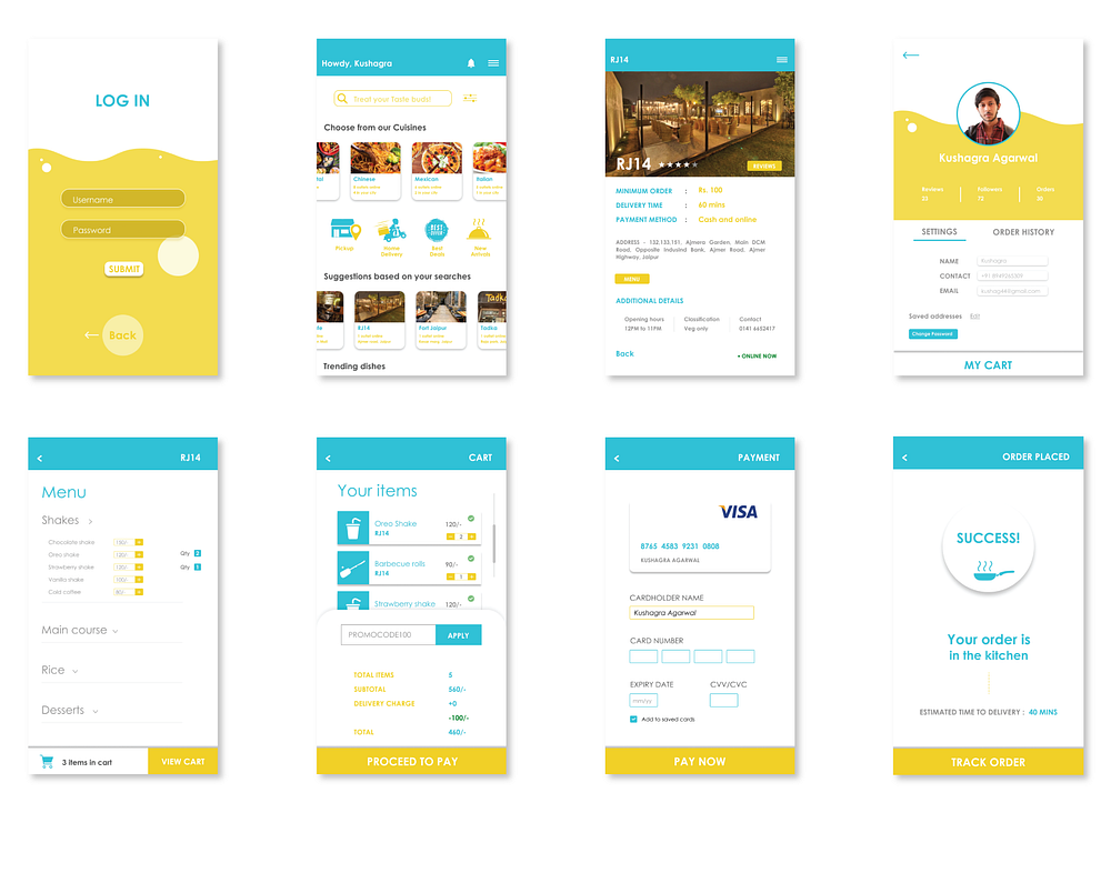 High fidelity wireframes