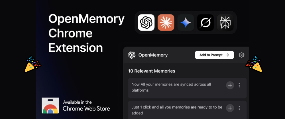 Preview image for OpenMemory Extension: Sync context across all AI Assistants (ChatGPT, Claude, Perplexity, Gemini…