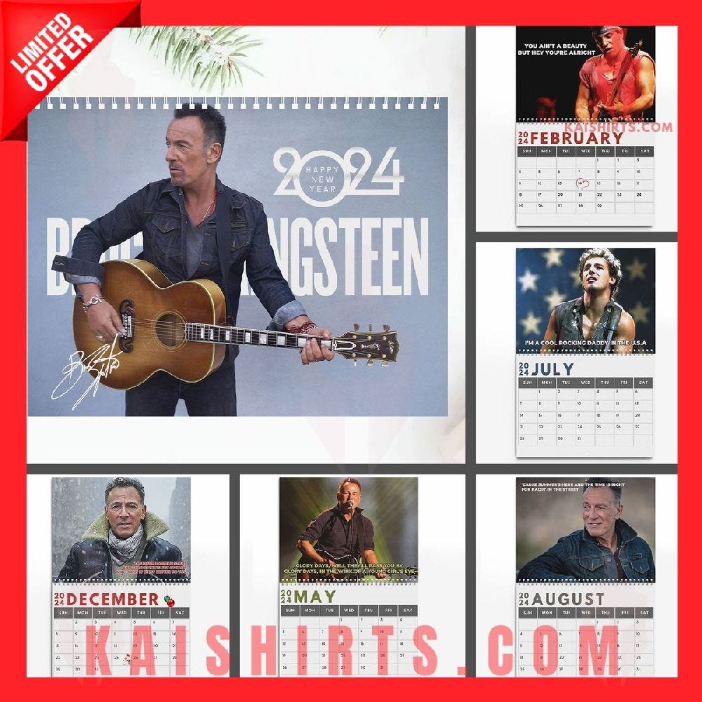 Bruce Springsteen 2024 Wall Hanging Calendar by Ileouaraso Jan