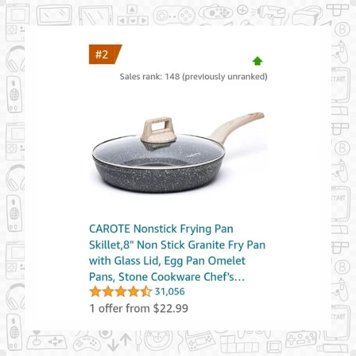 CAROTE Nonstick Frying Pan Skillet,10 Inch Non Stick Granite Fry Pan with  Glass Lid, Egg Pan Omelet Pans, Stone Cookware Chef's Pan, PFOA Free