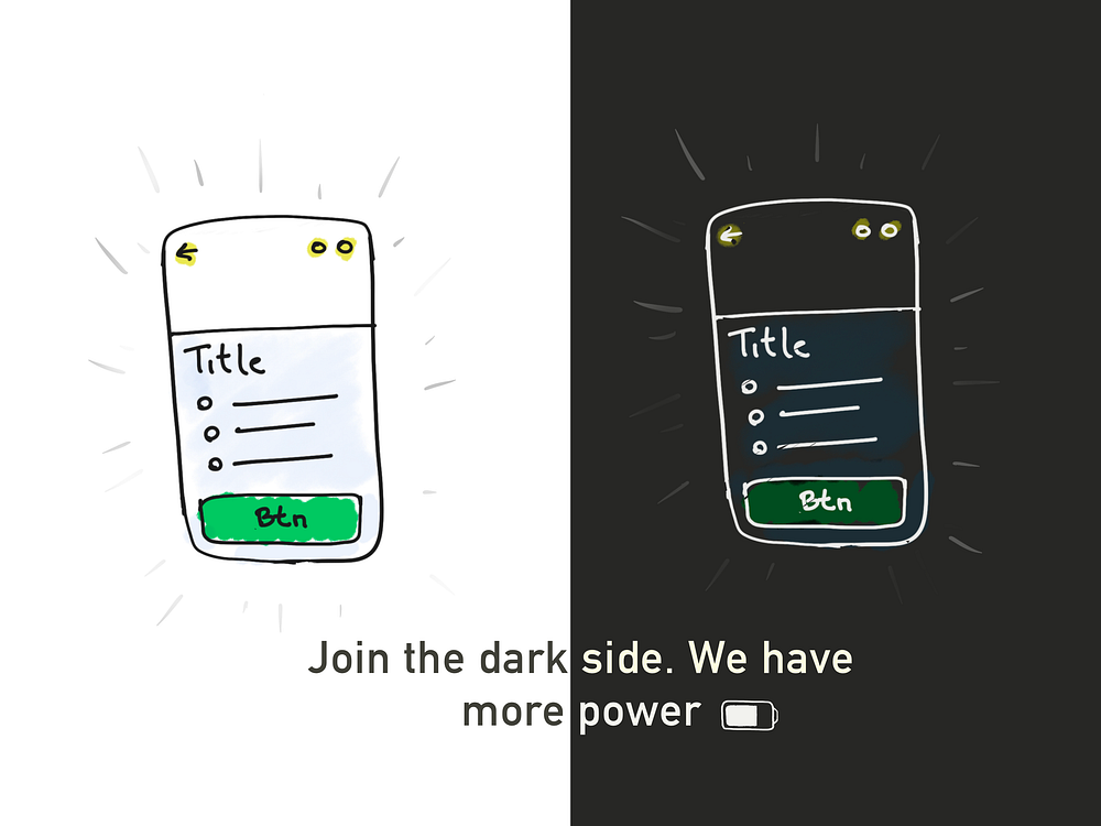 Illustration of line designs in light and dark theme split in each half ofthe screen