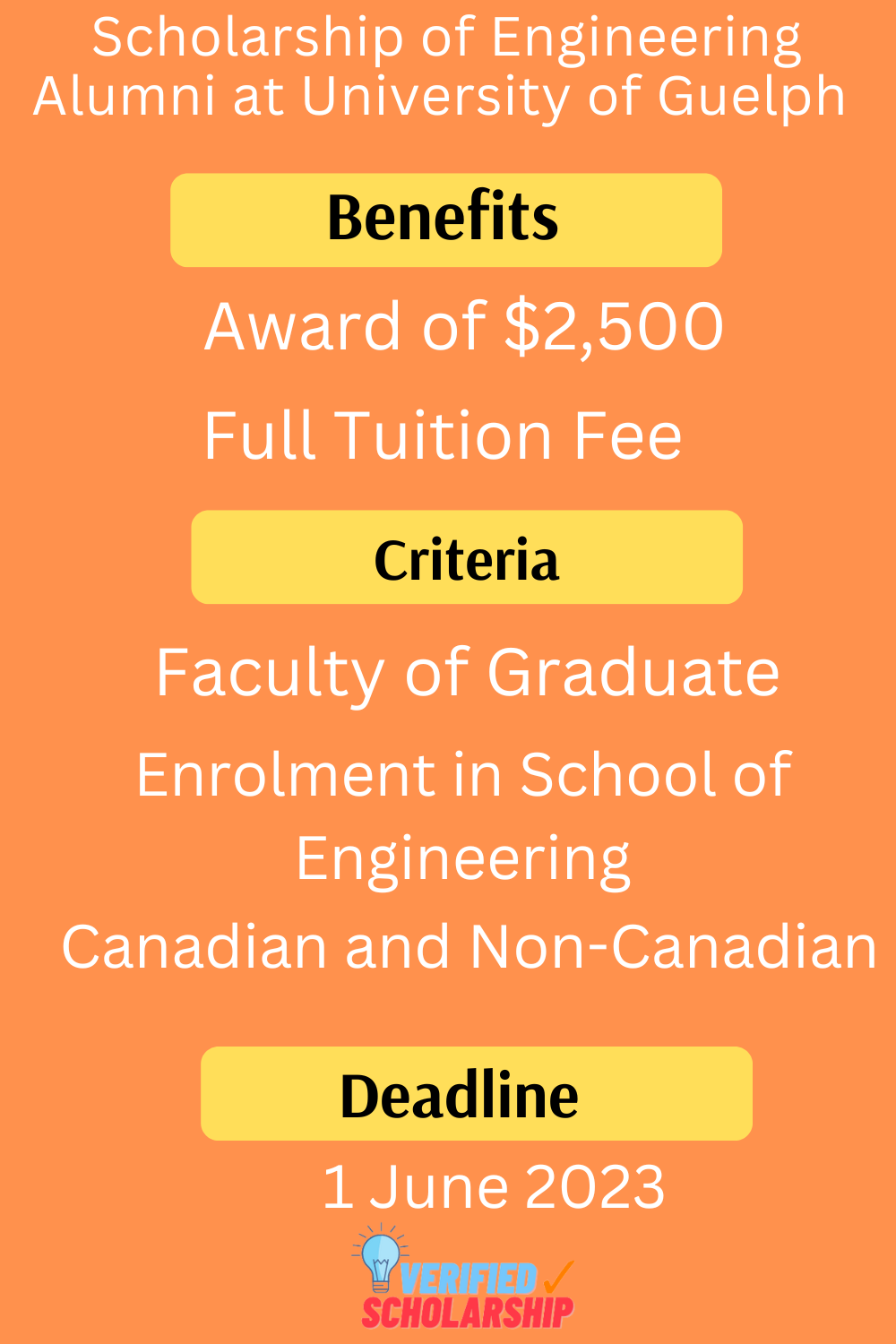 Scholarship of Engineering Alumni at University of Guelph 2023