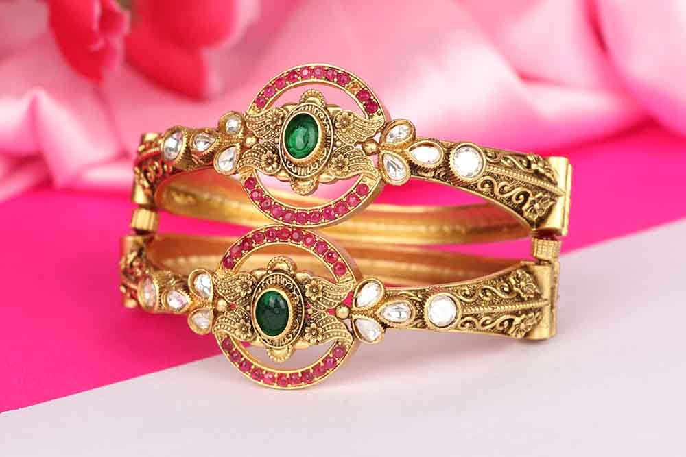 The Golden Cascade: Exquisite Antique Gold Kada Designs for Ladies | by ...