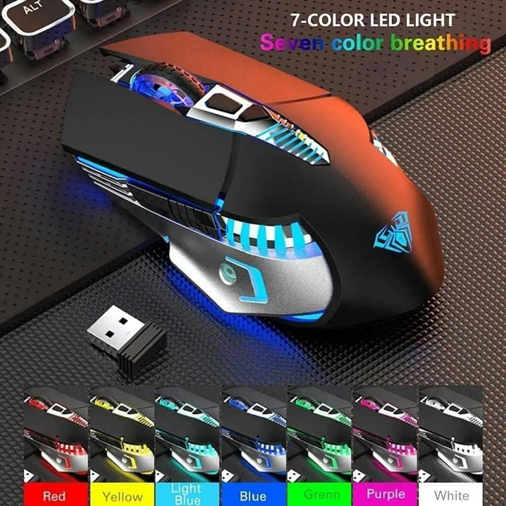 Bluetooth Mouse, Rechargeable Wireless Gaming Mouse Multi Device(BT5.0+BT3.0+2.4G) with Side