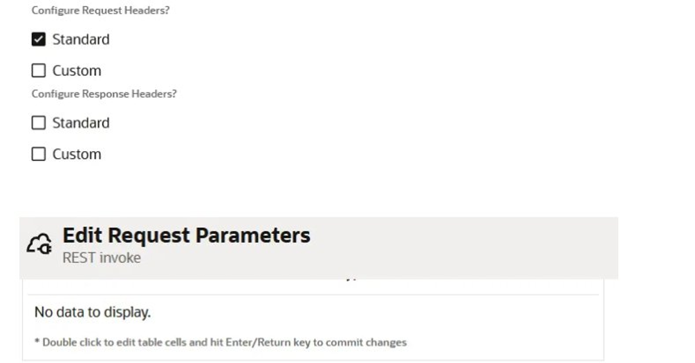 Standard request headers selected during REST Invoke configuration.