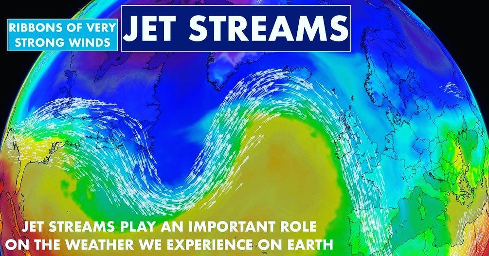 JET STREAMS. Jetstreams are simply narrow bands of…