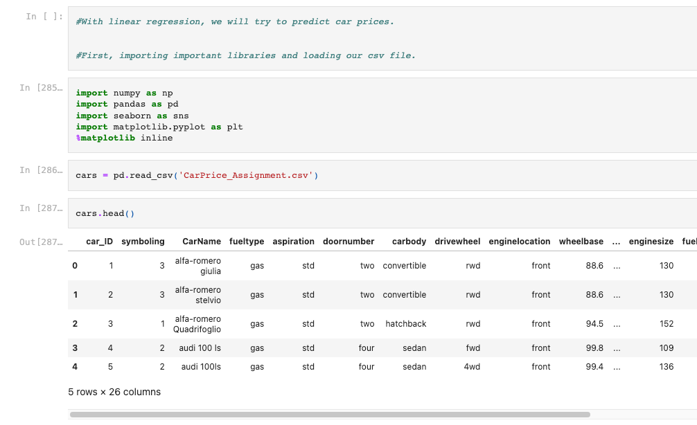 Predicting the optimal car prices based on features — Linear Regression ...