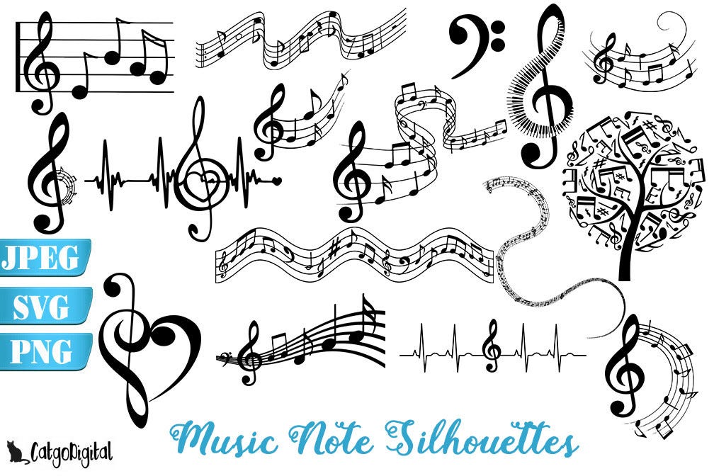 Music Note Silhouettes Clipart Free by Epicureanaesthetics Aug