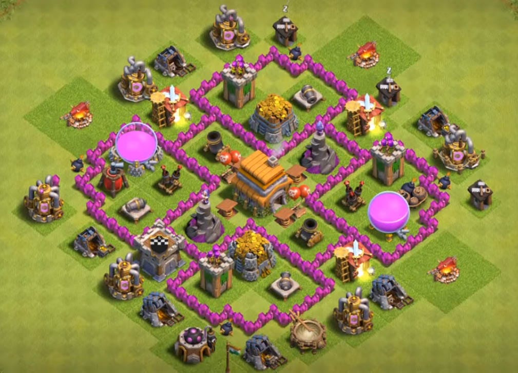 clash of clans town hall level 6 defense layout