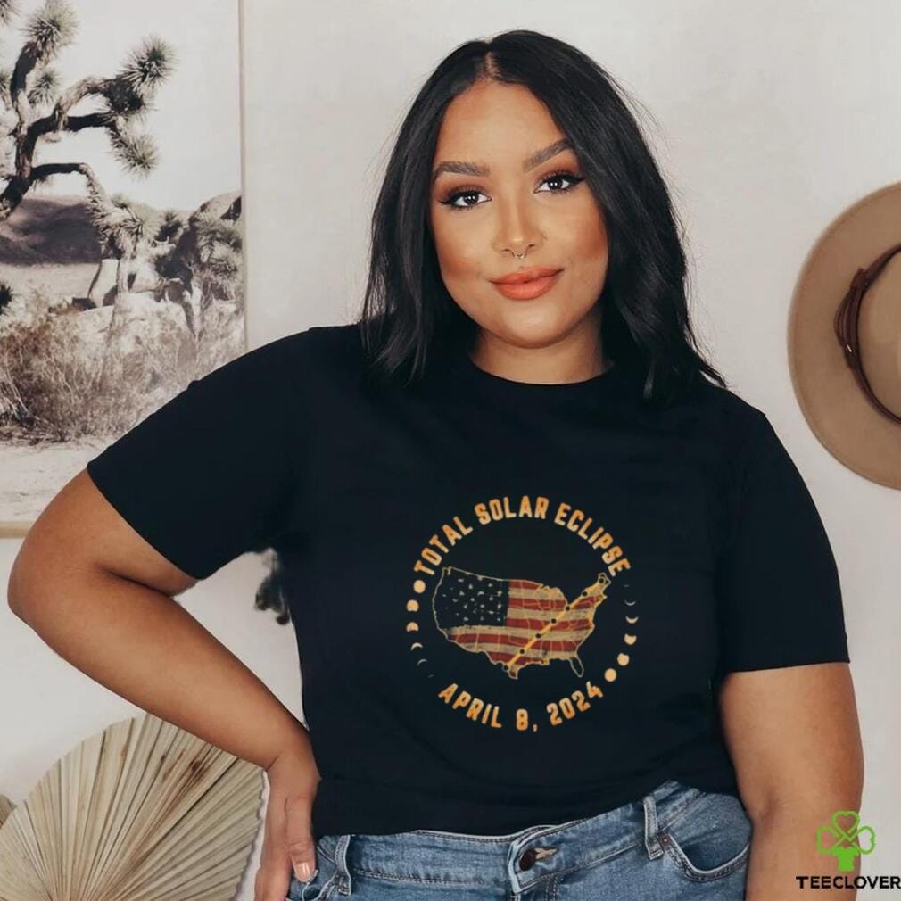 Total Solar Eclipse America April 8 2024 USA Map Totality T Shirt by