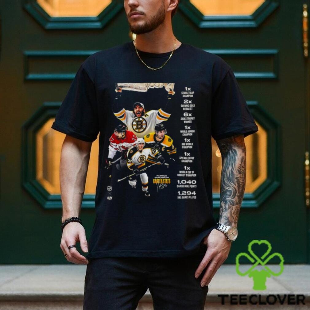 Patrice Bergeron Career Stats NHL Boston Bruins All Title And Signature T  Shirt - Limotees