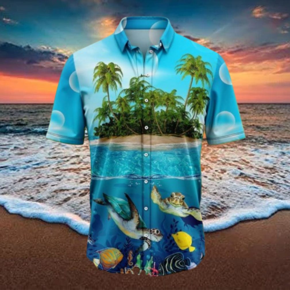 3d Turtles Blue Hawaiian Shirt, Gift For Turtle Lovers, Hawaiian Shirt For Men HO3631