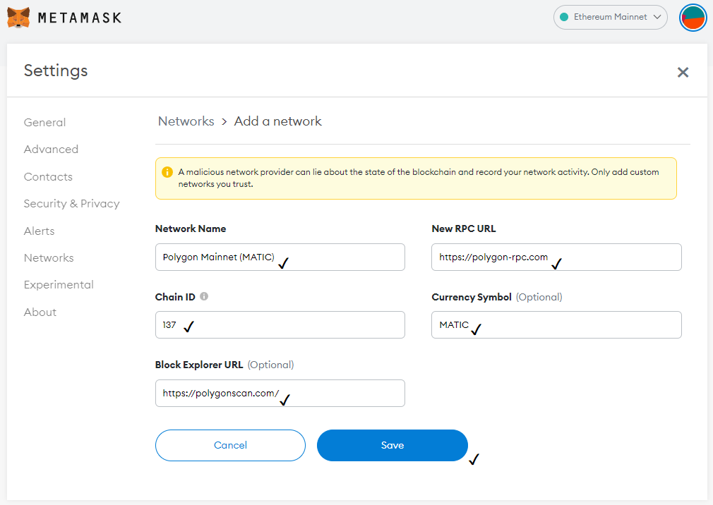 How to manually setup your MetaMask to work on Polygon (MATIC) network ...