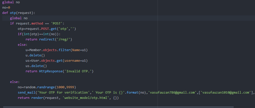 User registration and verification using OTP in Django without use of ...