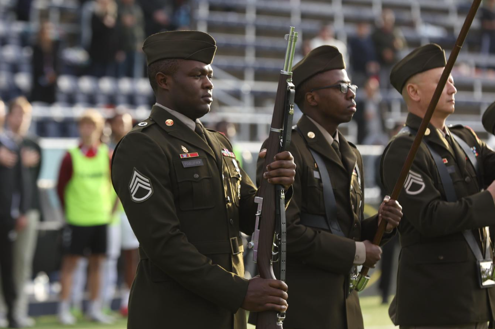 Prior to the match, Monterey Bay FC honored local military veterans. Image via Monterey Bay FC.
