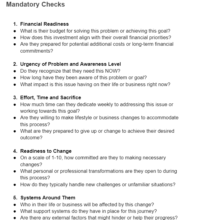 Mandatory Questions for Your Ideal Customer