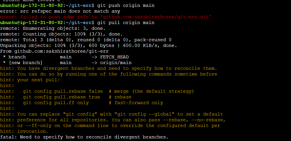 Git Error: You have divergent branches and need to specify how to reconcile  them. | by Sakshi Rathore | Medium