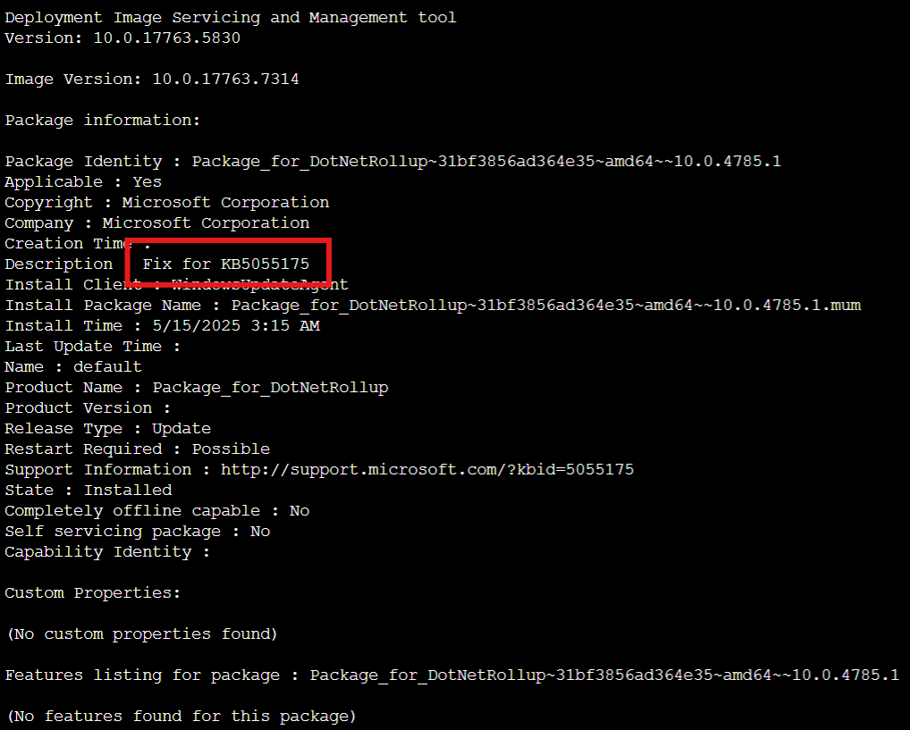 Fig 4.1 Description for KB5055175