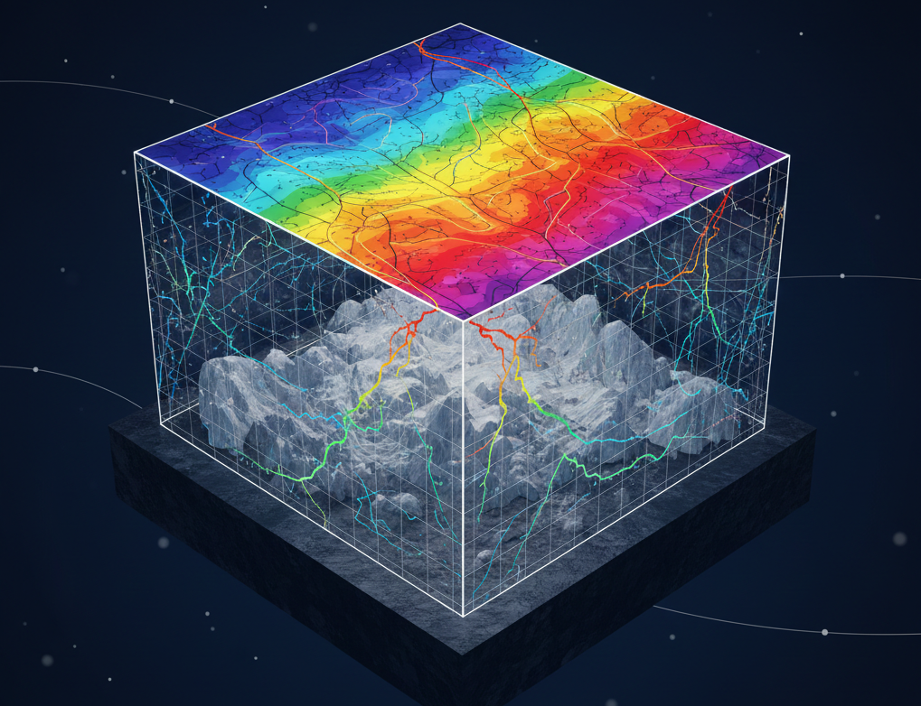 Conceptual 3D model illustrating subsurface complexity, highlighting the structural features and geological variability that influence risk assessment and operational decision‑making.