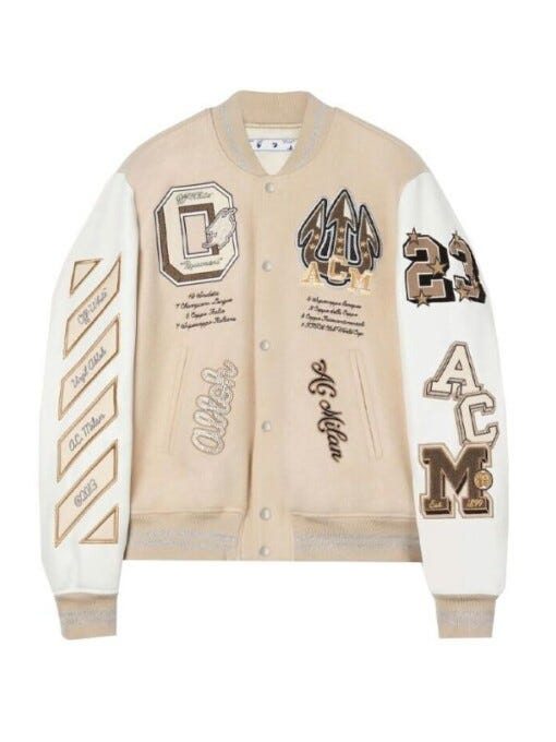 Louis Vuitton 2023 Patchwork Grey & White Varsity Jacket