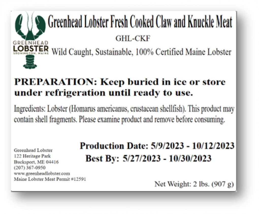 Greenhead Lobster Product Recall. Refrigerated and Frozen Cooked ...