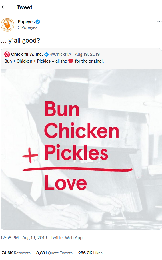 Chick-fil-A  chicken sandwichTweet