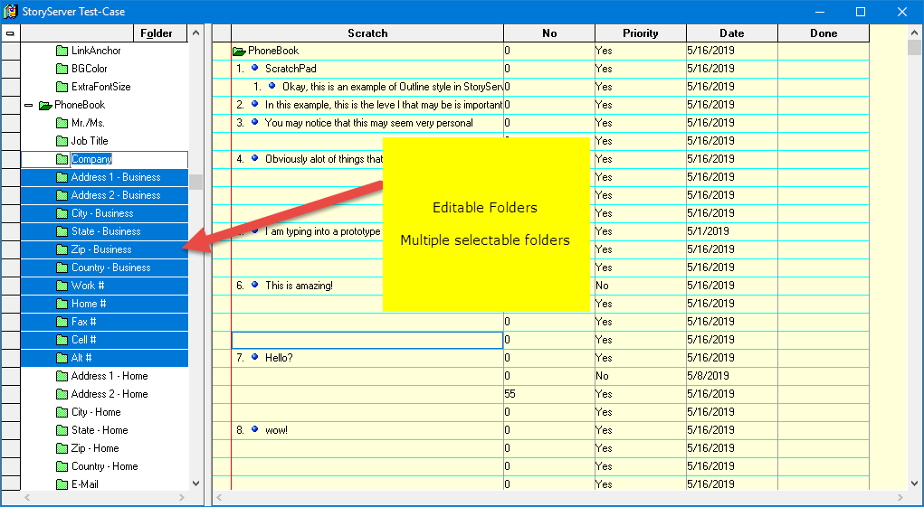 Editable Folder List