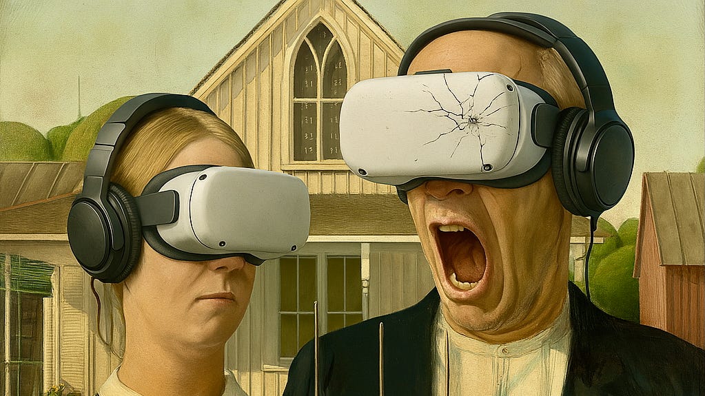 “Episode 2: Cover of American Gothic VR Experience” © 2025 Rocinante Research, AI Generated