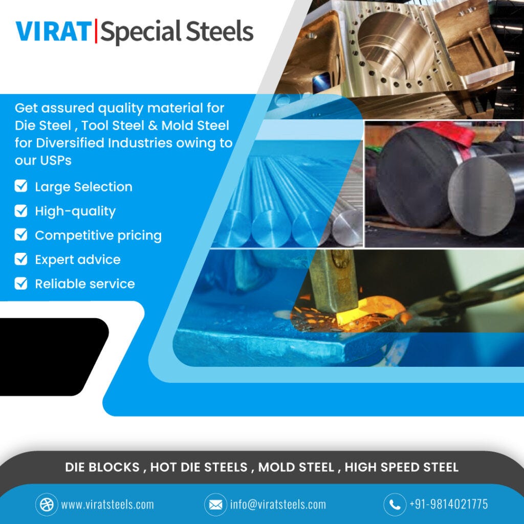 Best quality tool steel, die steel, and mold steel suppliers for engineering work in India!