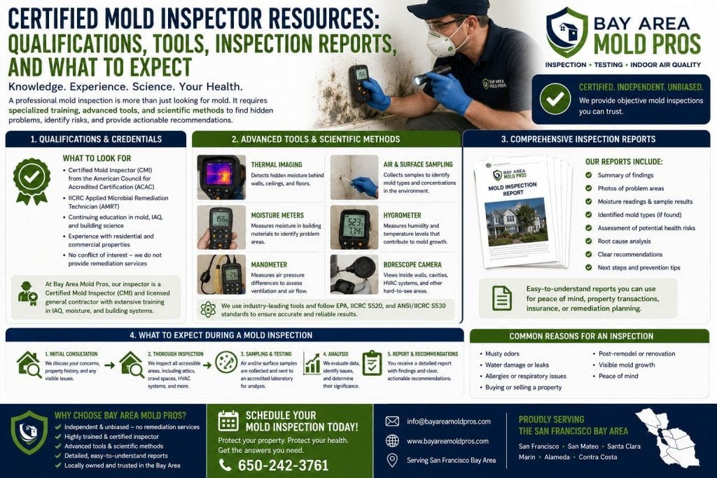 Certified Mold Inspector Resources: Qualifications, Tools, Inspection Reports, and What to Expect
