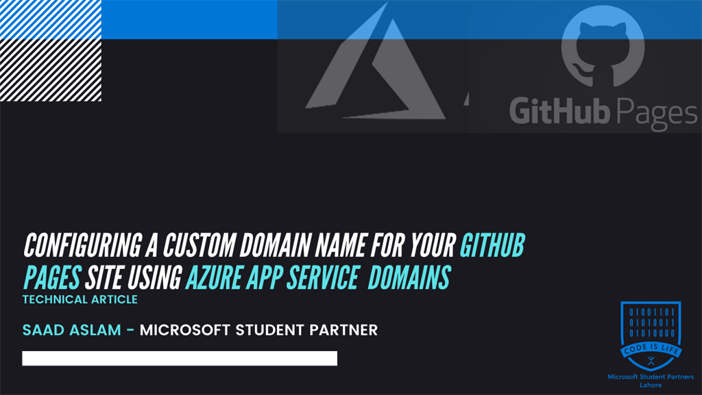 Configuring a custom domain name for your Github Pages site using Azure